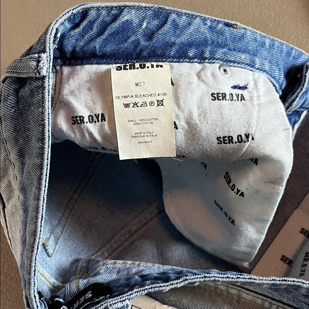 SER.O.YA Lex Short Olympia Bleached Light Blue Distressed Jean Shorts- 27 - Picture 11 of 14
